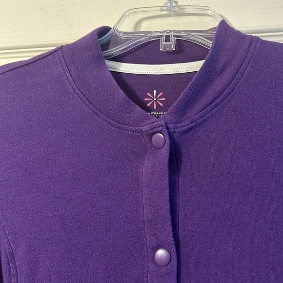Isaac Mizrahi Live Essentials Purple Snap Up Lightweight Jacket Small - Picture 3 of 5